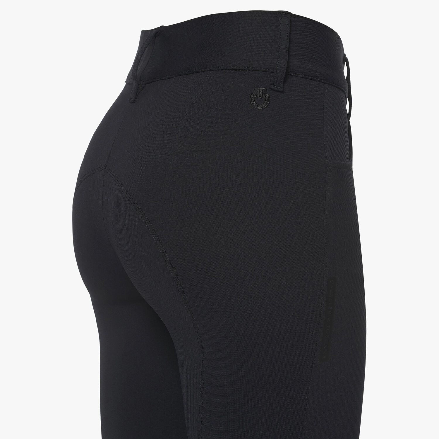 Cavalleria Toscana Women's dressage breeches with perforated logo tape BLACK-3