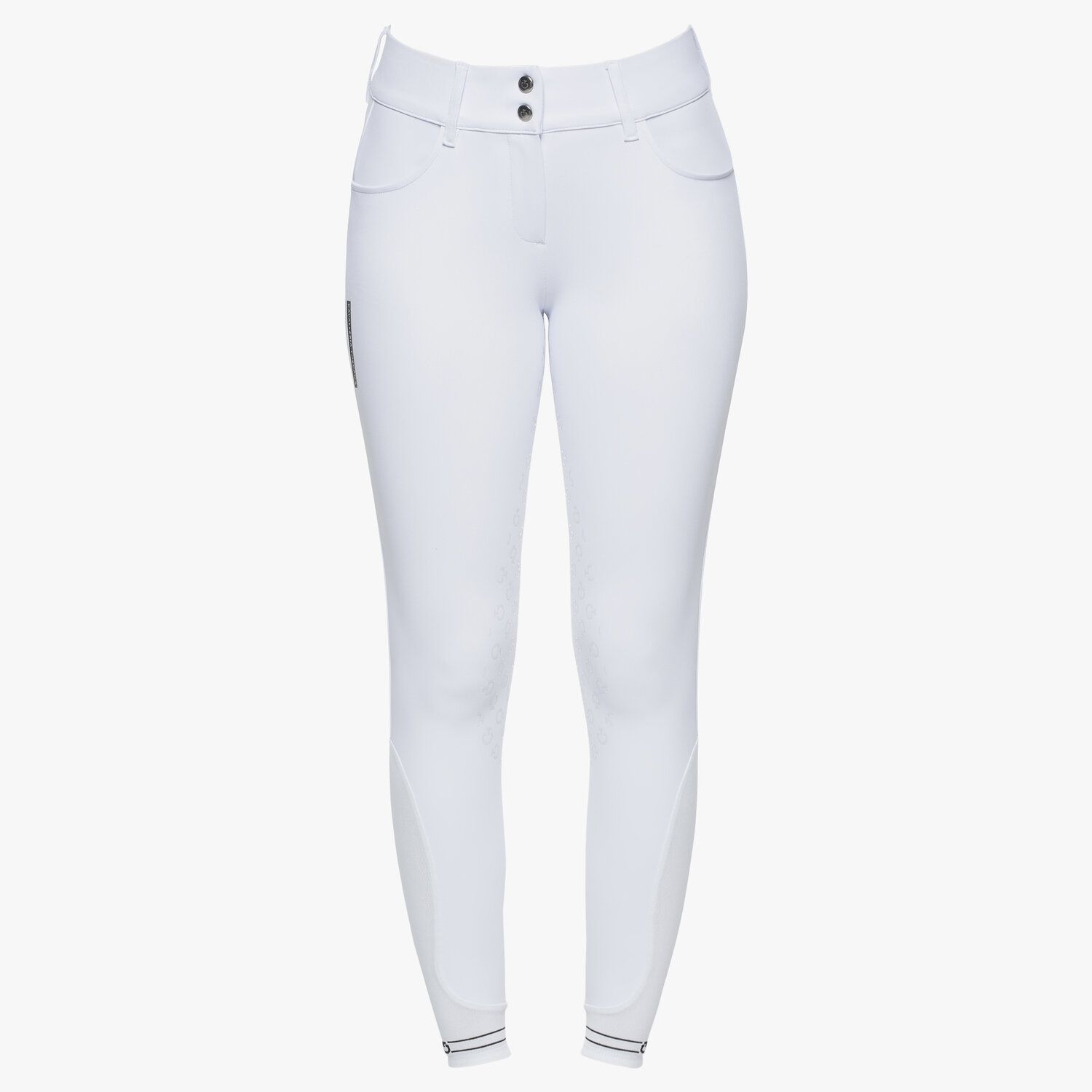 Cavalleria Toscana Women`s dressage breeches with perforated logo tape WHITE-2
