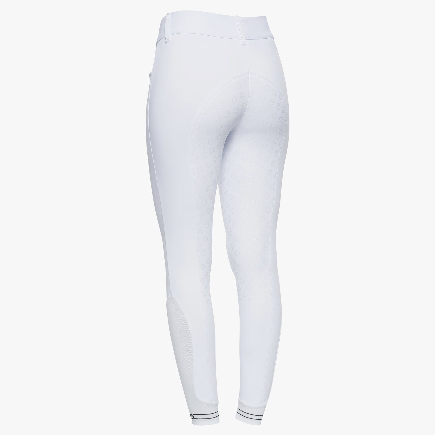 Cavalleria Toscana Women`s dressage breeches with perforated logo tape WHITE-3