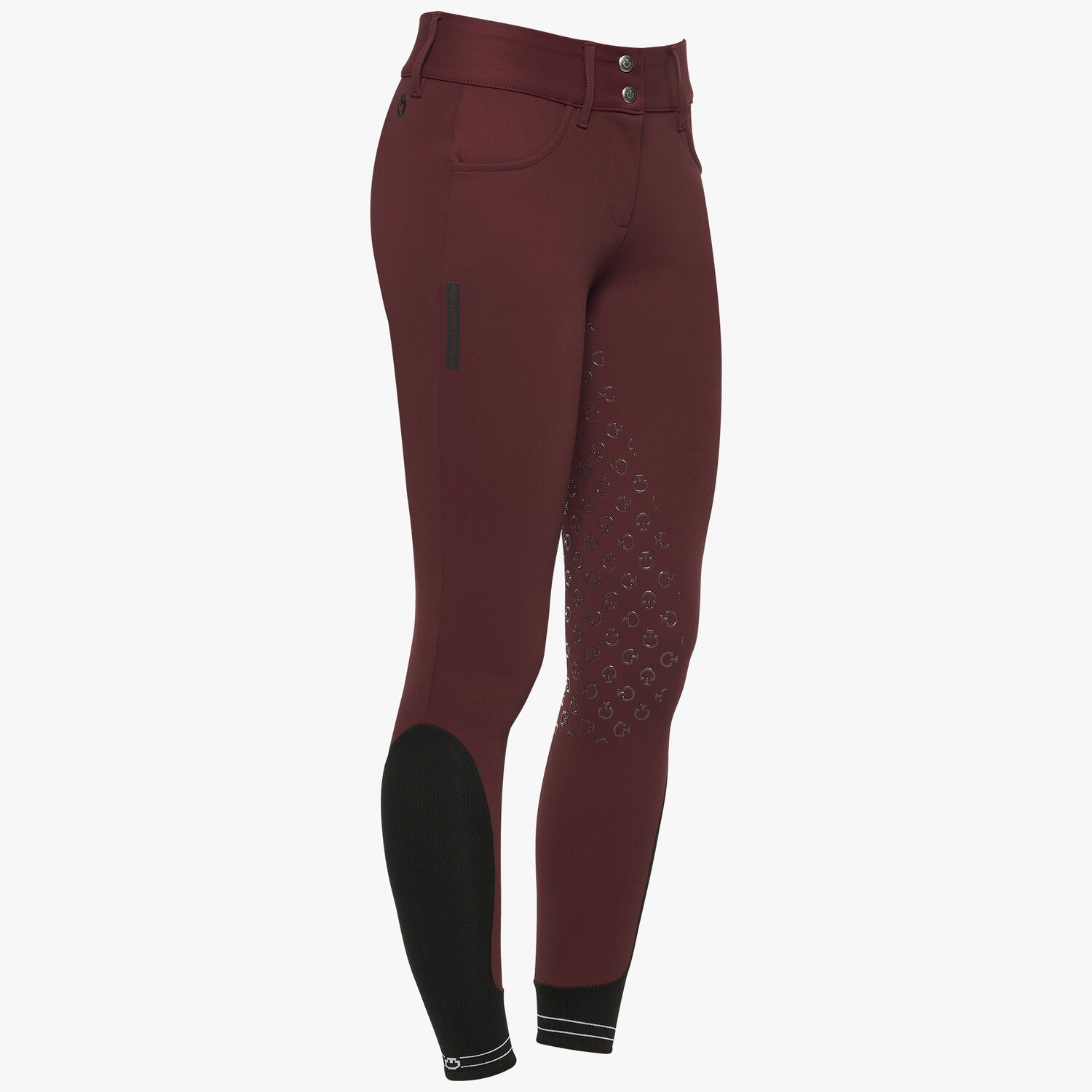 Cavalleria Toscana Women's dressage breeches with perforated logo tape BORDEAUX-1