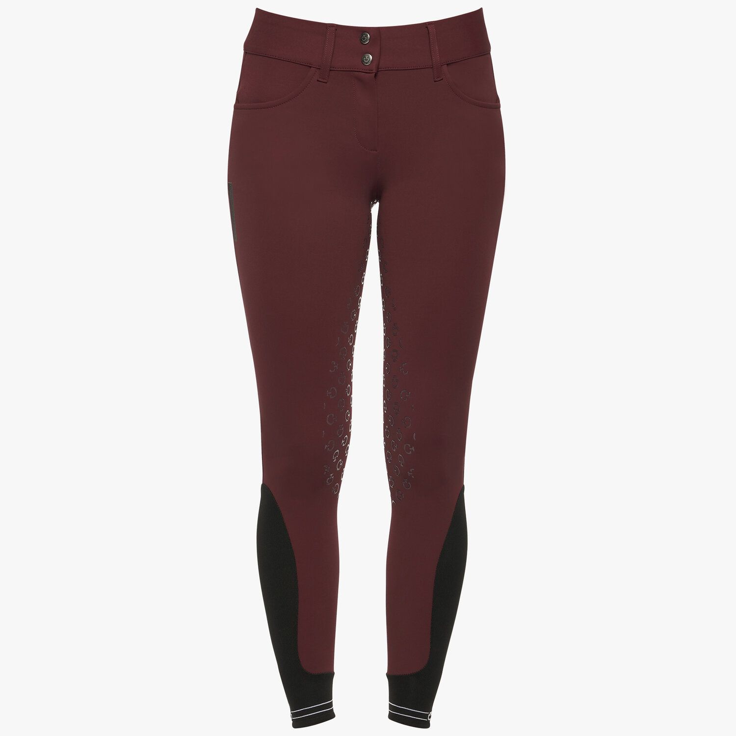 Cavalleria Toscana Women's dressage breeches with perforated logo tape BORDEAUX-2