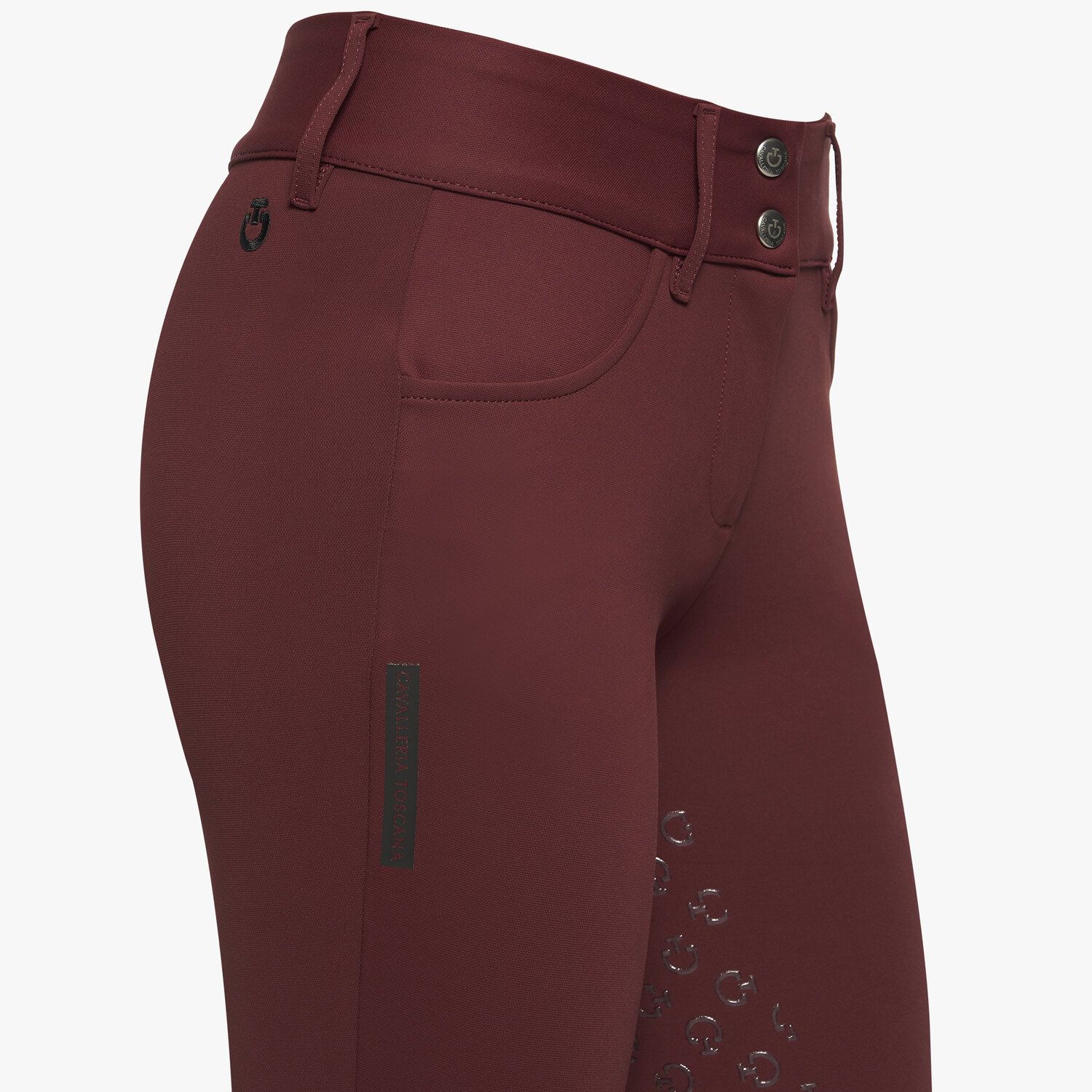 Cavalleria Toscana Women's dressage breeches with perforated logo tape BORDEAUX-4