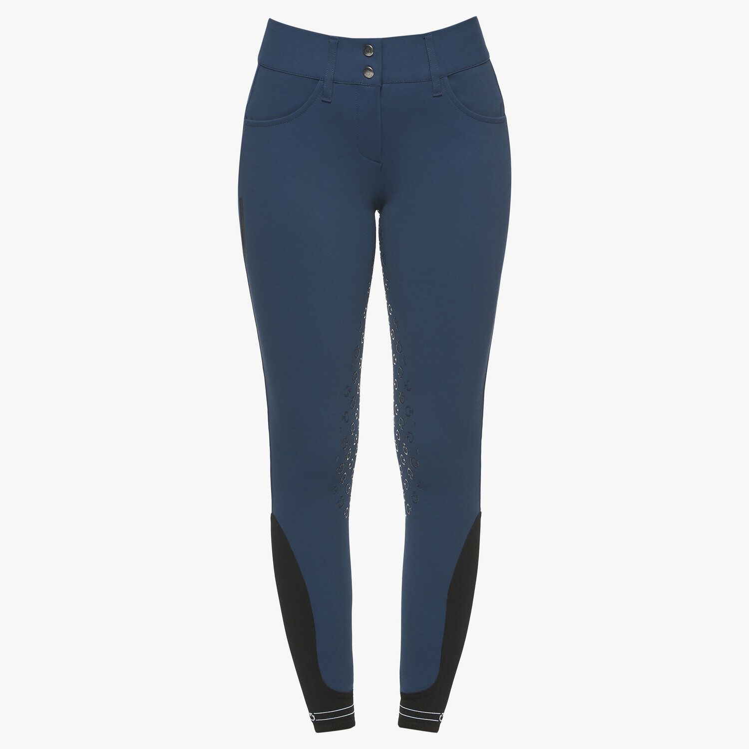 Cavalleria Toscana Women`s dressage breeches with perforated logo tape OCEAN BLUE-2