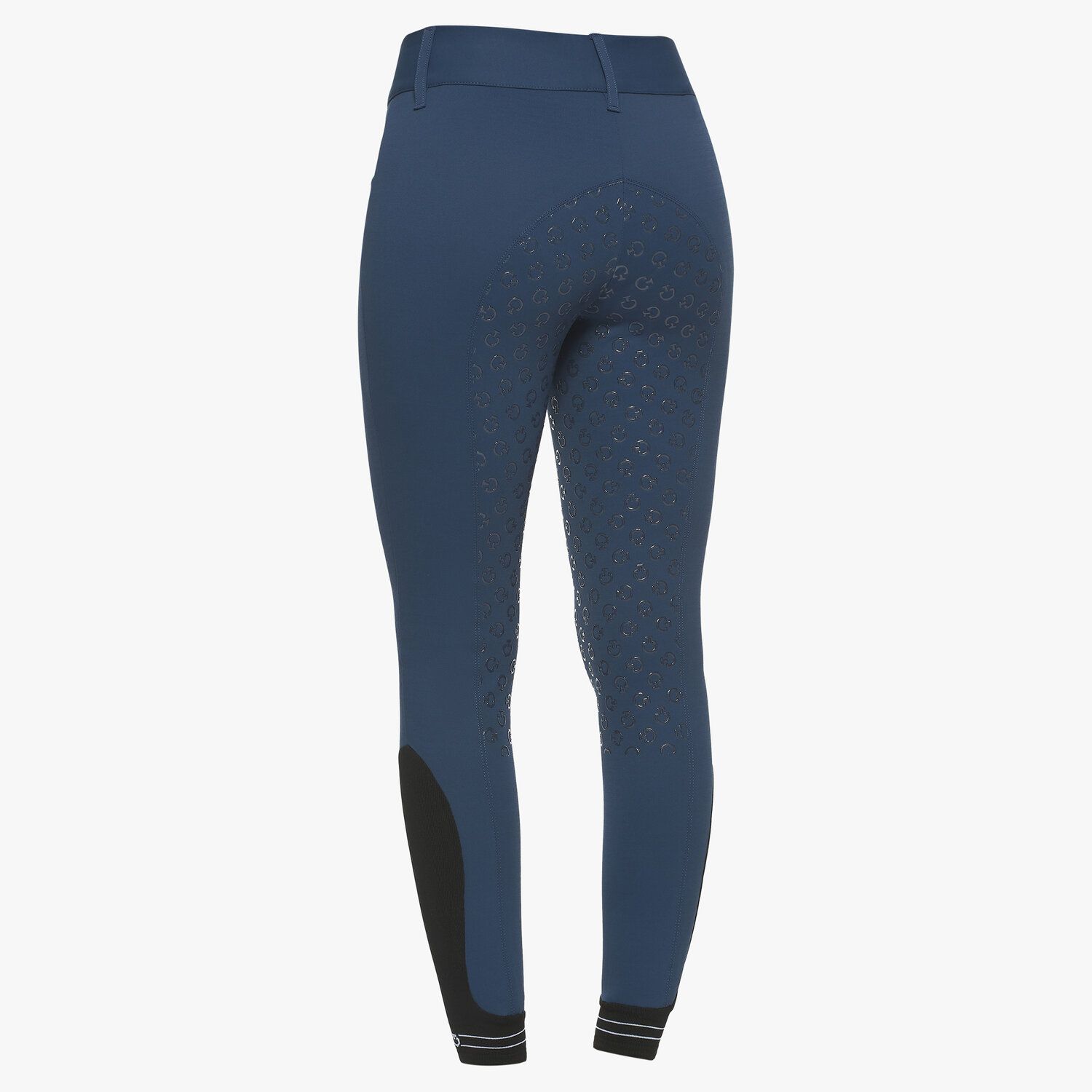 Cavalleria Toscana Women`s dressage breeches with perforated logo tape OCEAN BLUE-3