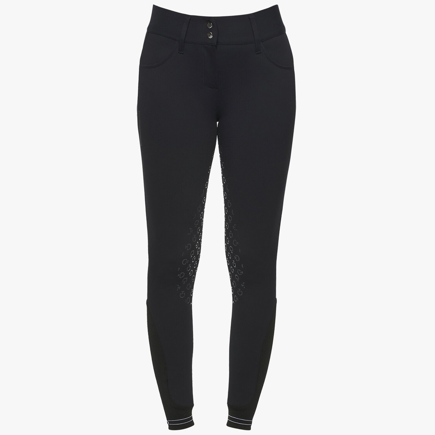 Cavalleria Toscana Women's dressage breeches with perforated logo tape BLACK-2