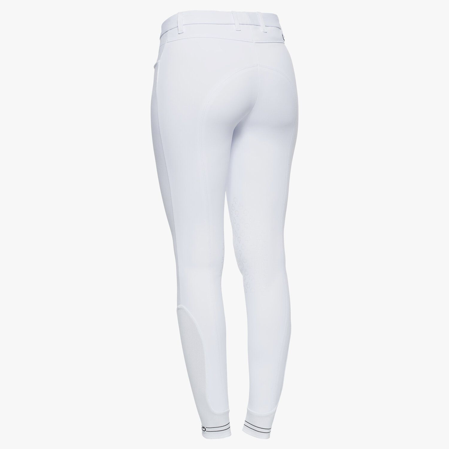 Cavalleria Toscana Women`s knee grip breeches with perforated logo tape WHITE-3