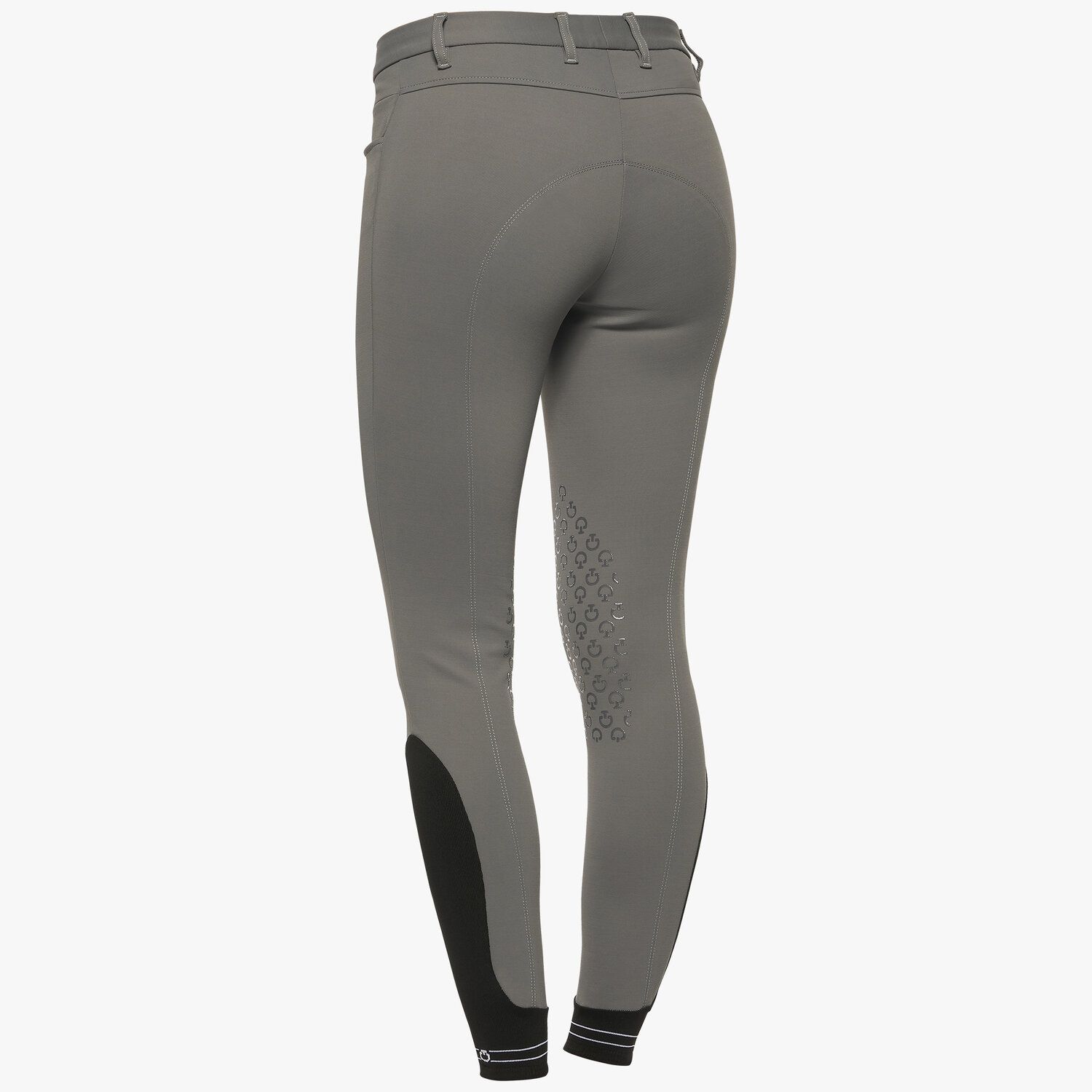 Cavalleria Toscana Women`s knee grip breeches with perforated logo tape GREY-3