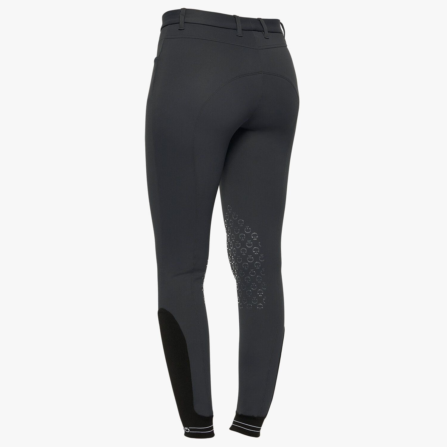 Cavalleria Toscana Women's knee grip breeches with perforated logo tape CHARCOAL GREY-3