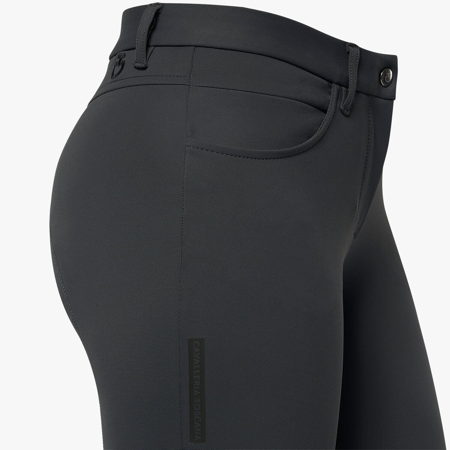 Cavalleria Toscana Women's knee grip breeches with perforated logo tape CHARCOAL GREY-4