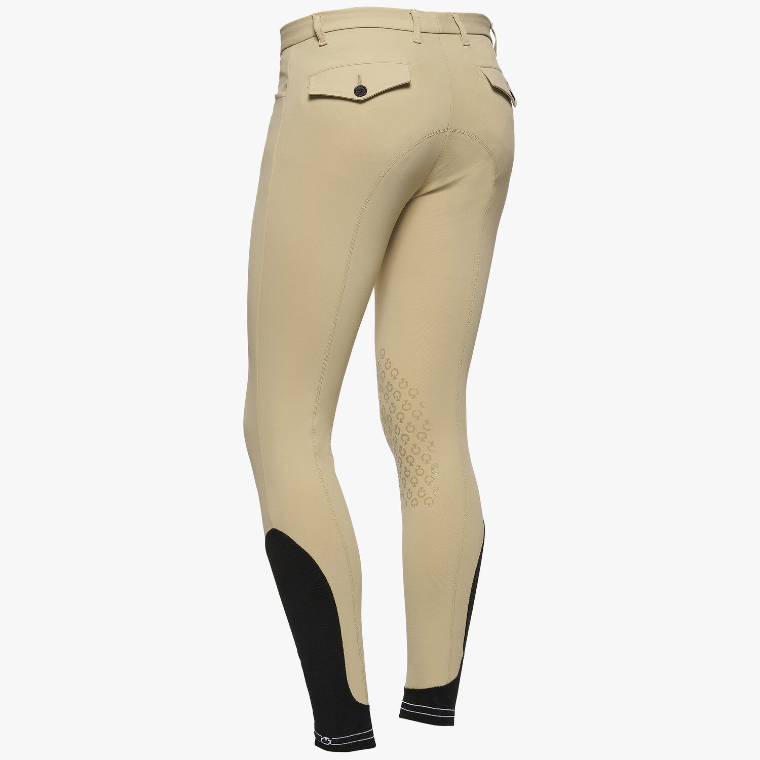 Cavalleria Toscana Men's knee grip breeches with perforated logo tape BEIGE-3