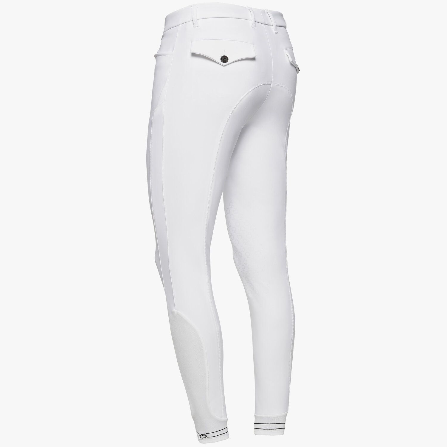 Cavalleria Toscana Men`s jumping breeches with embroidery logo WHITE-3