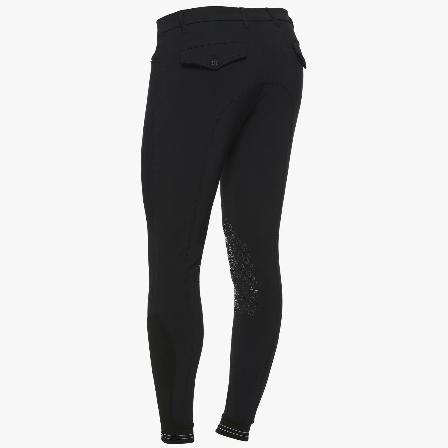 Cavalleria Toscana Men`s jumping breeches with embroidery logo BLACK-3