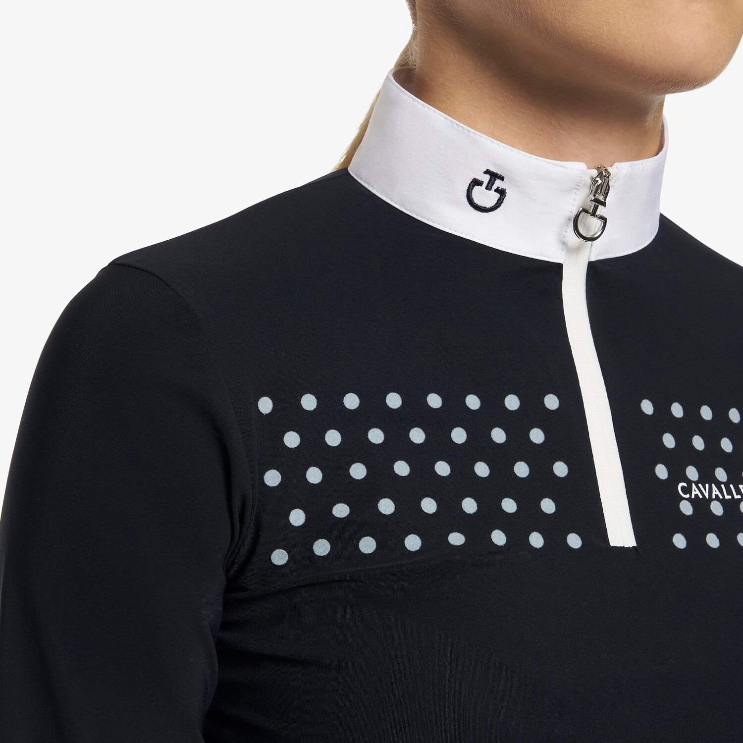 Cavalleria Toscana Girls’ jersey polo shirt with a zip NAVY-5