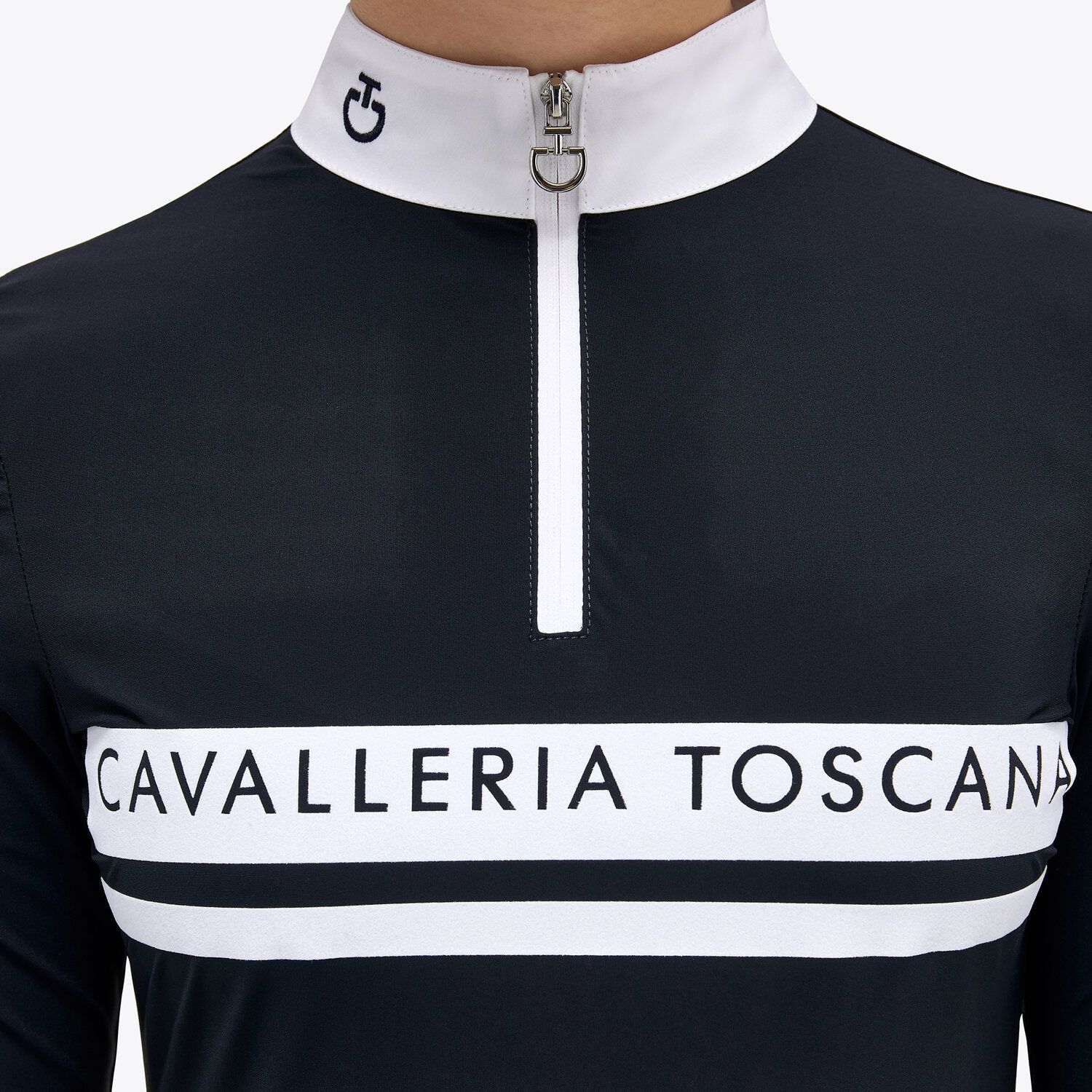 Cavalleria Toscana Girls’ jersey competition shirt with a flocked print NAVY-3