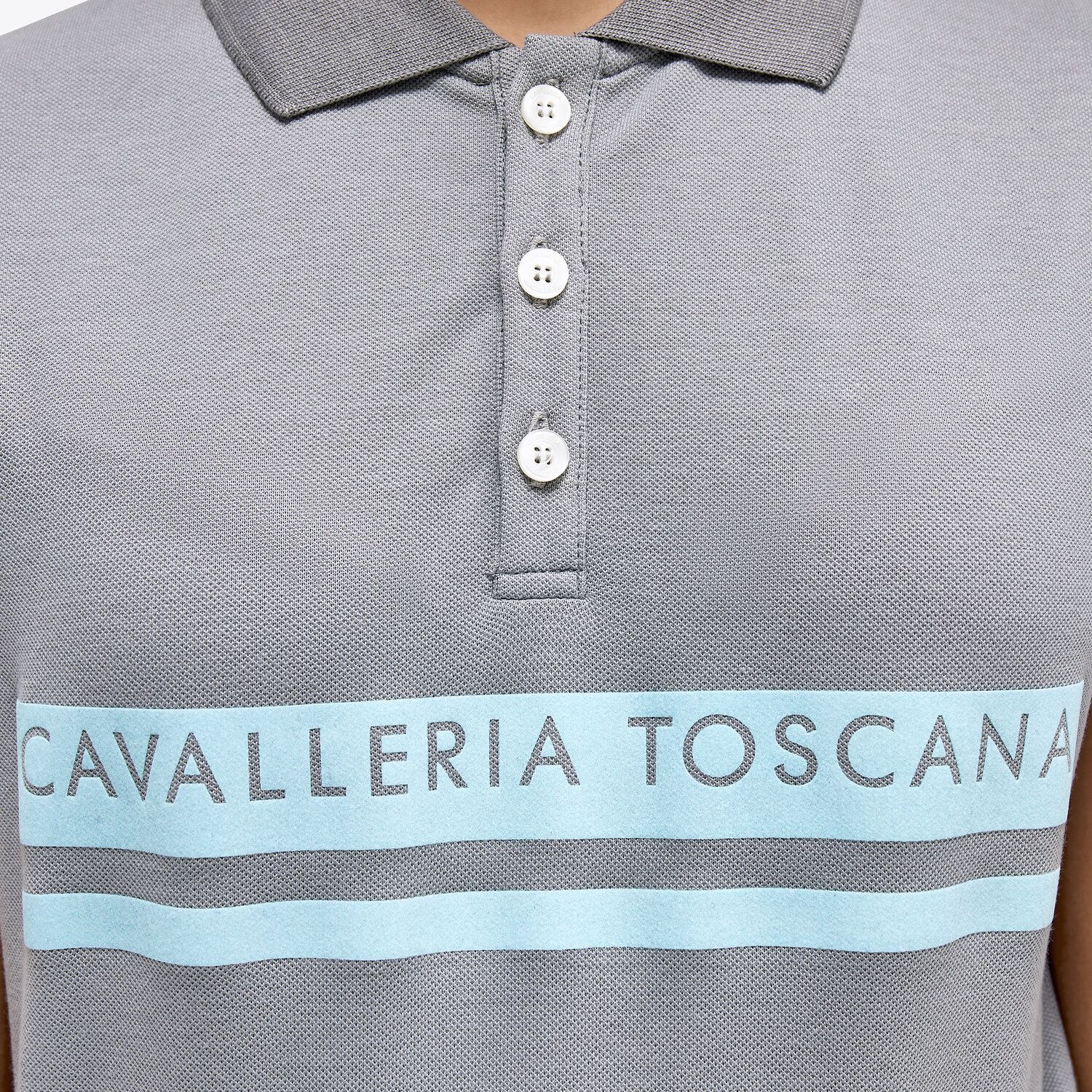 Cavalleria Toscana Girls’ piqué knit polo shirt with a flocked print LIGHT GREY-3