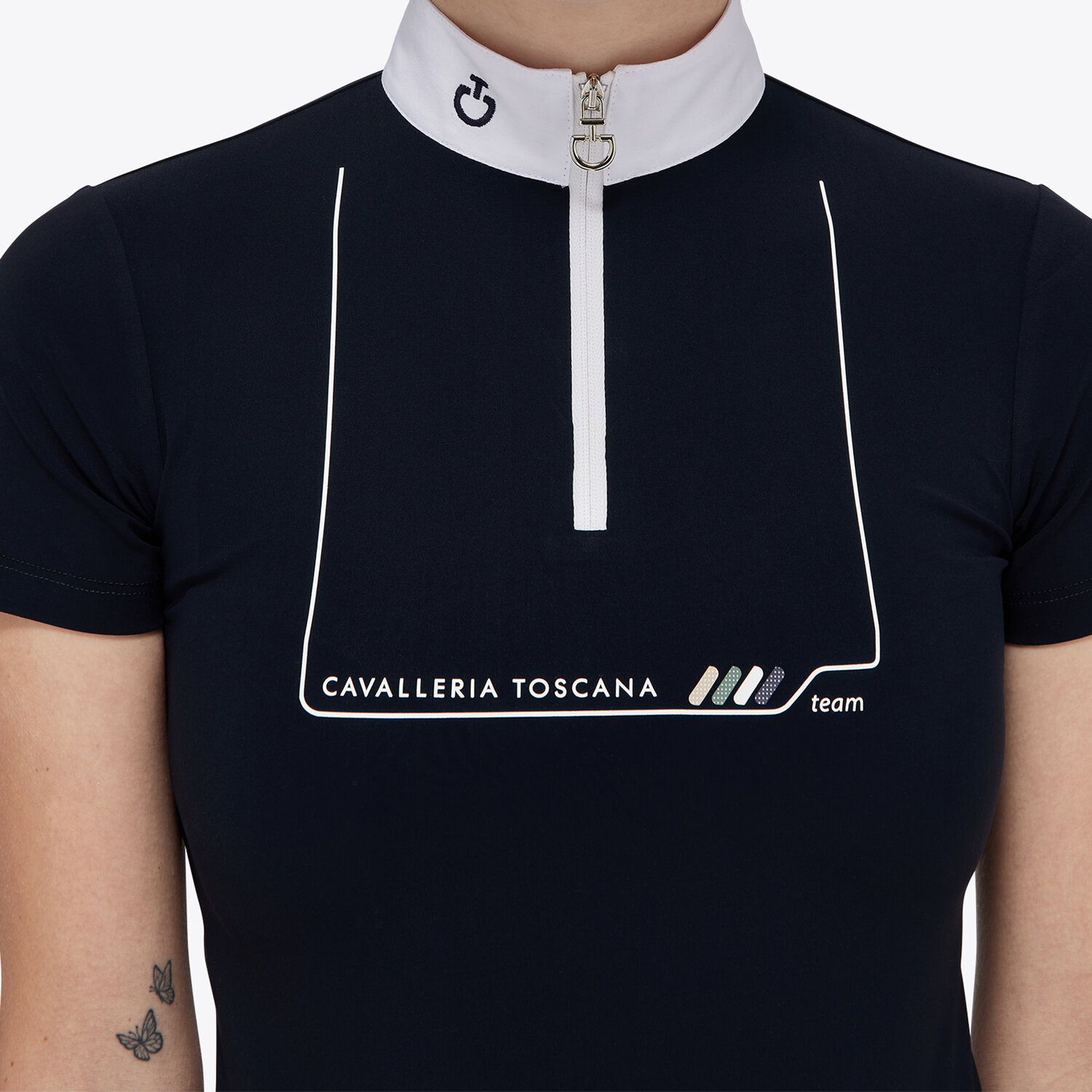 Cavalleria Toscana Girls’ jersey competition shirt with a zip NAVY-4