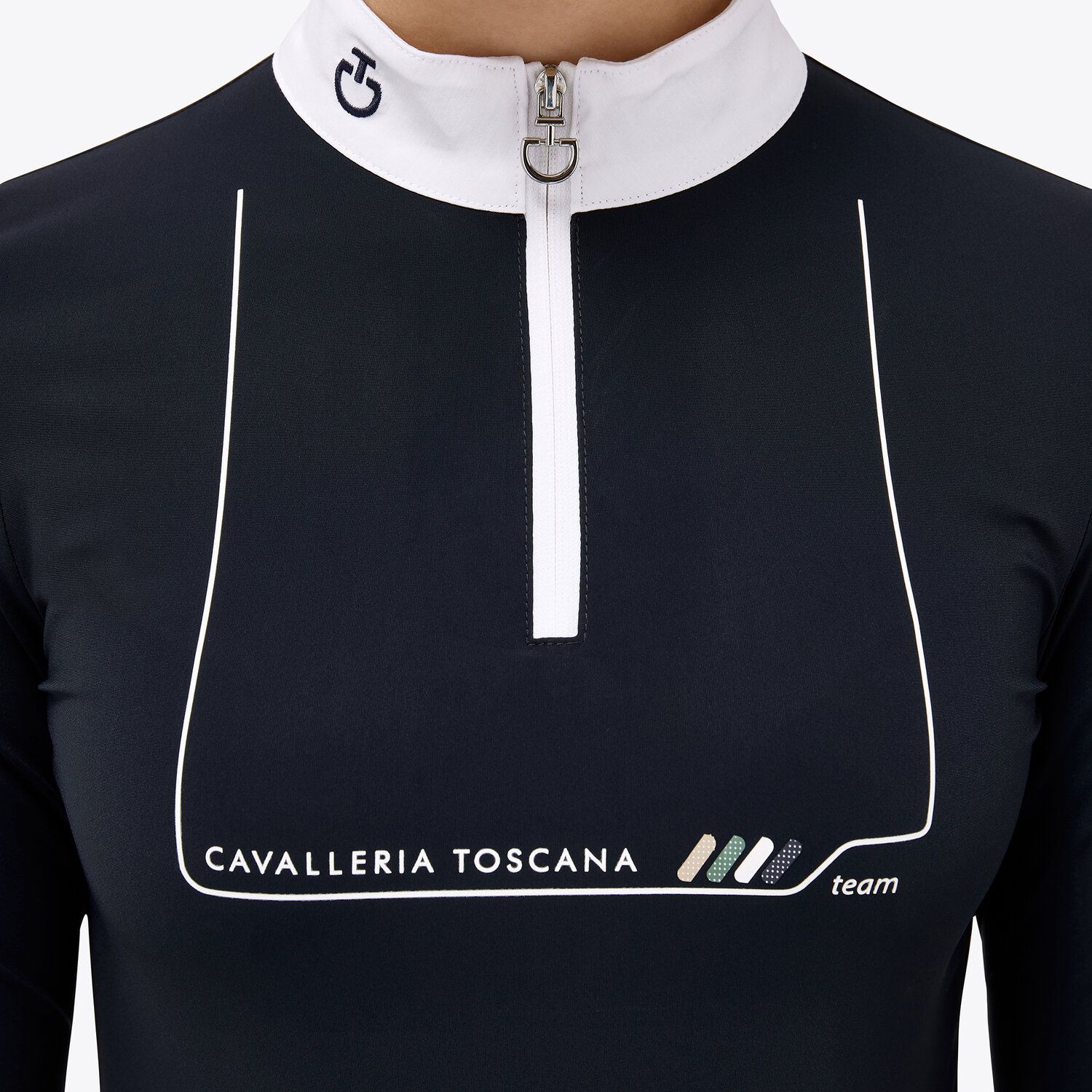 Cavalleria Toscana Girls’ jersey competition shirt with a zip NAVY-3
