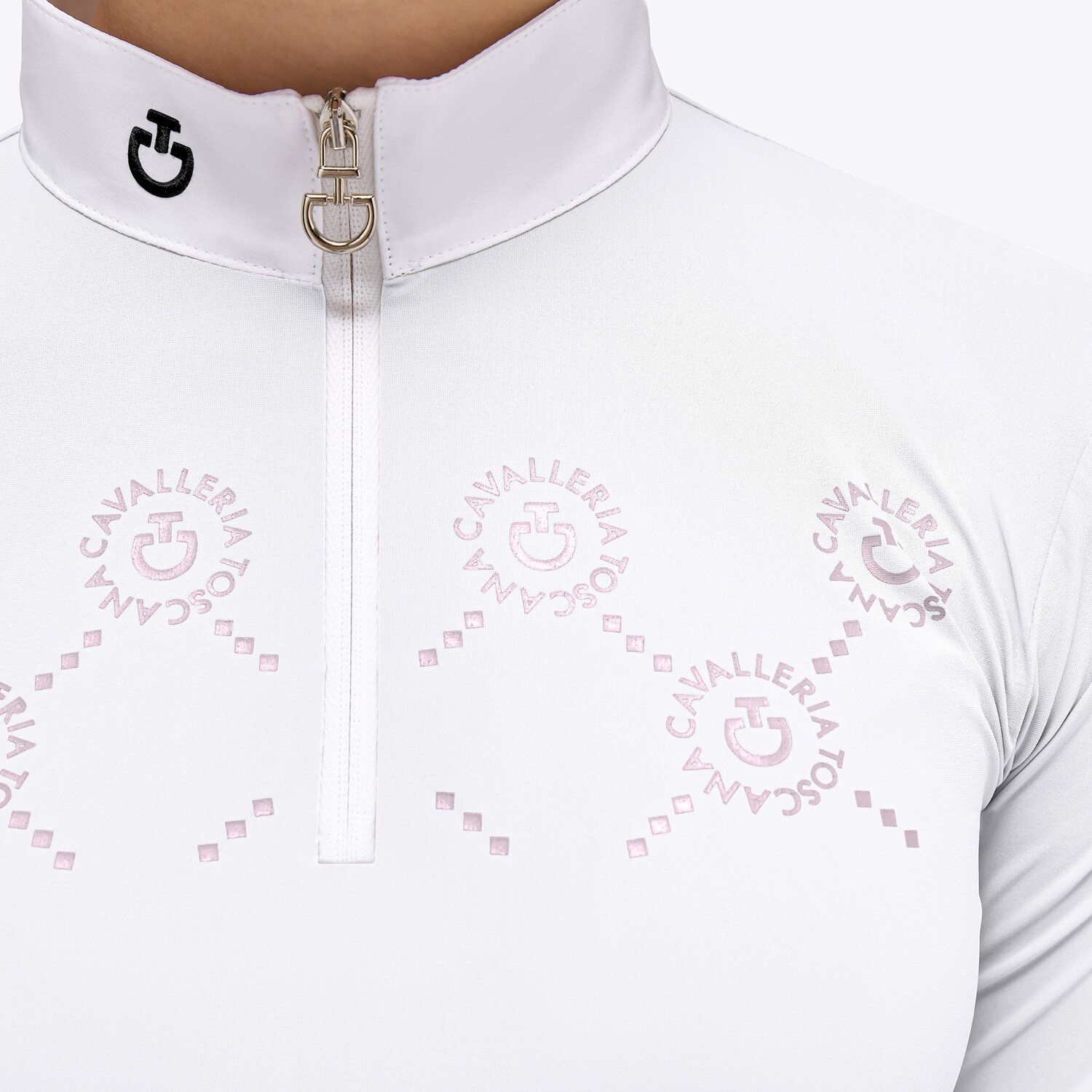 Cavalleria Toscana Girl's CT Mini Orbit Print Jersey Competition Polo WHITE-3