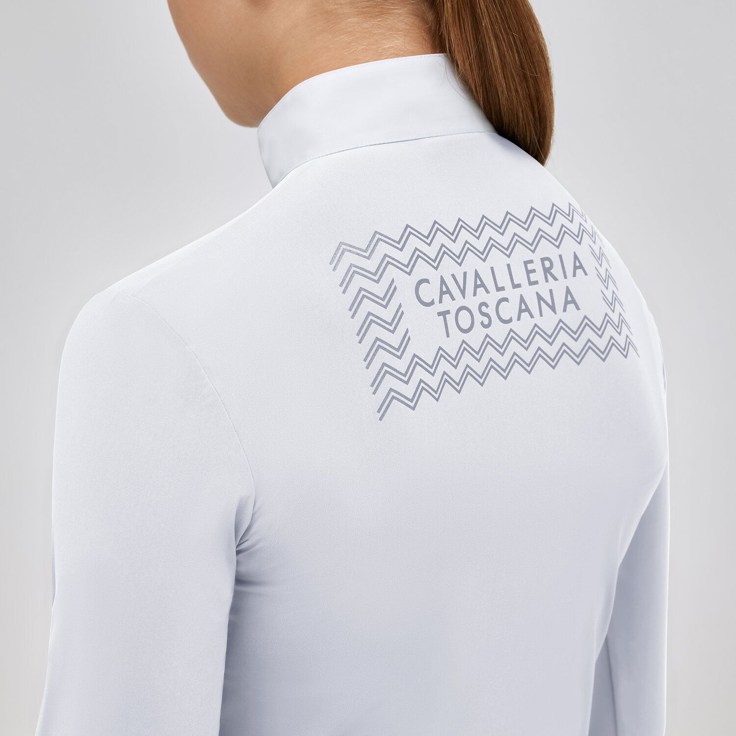 Cavalleria Toscana Girl's competition polo shirt WHITE-3