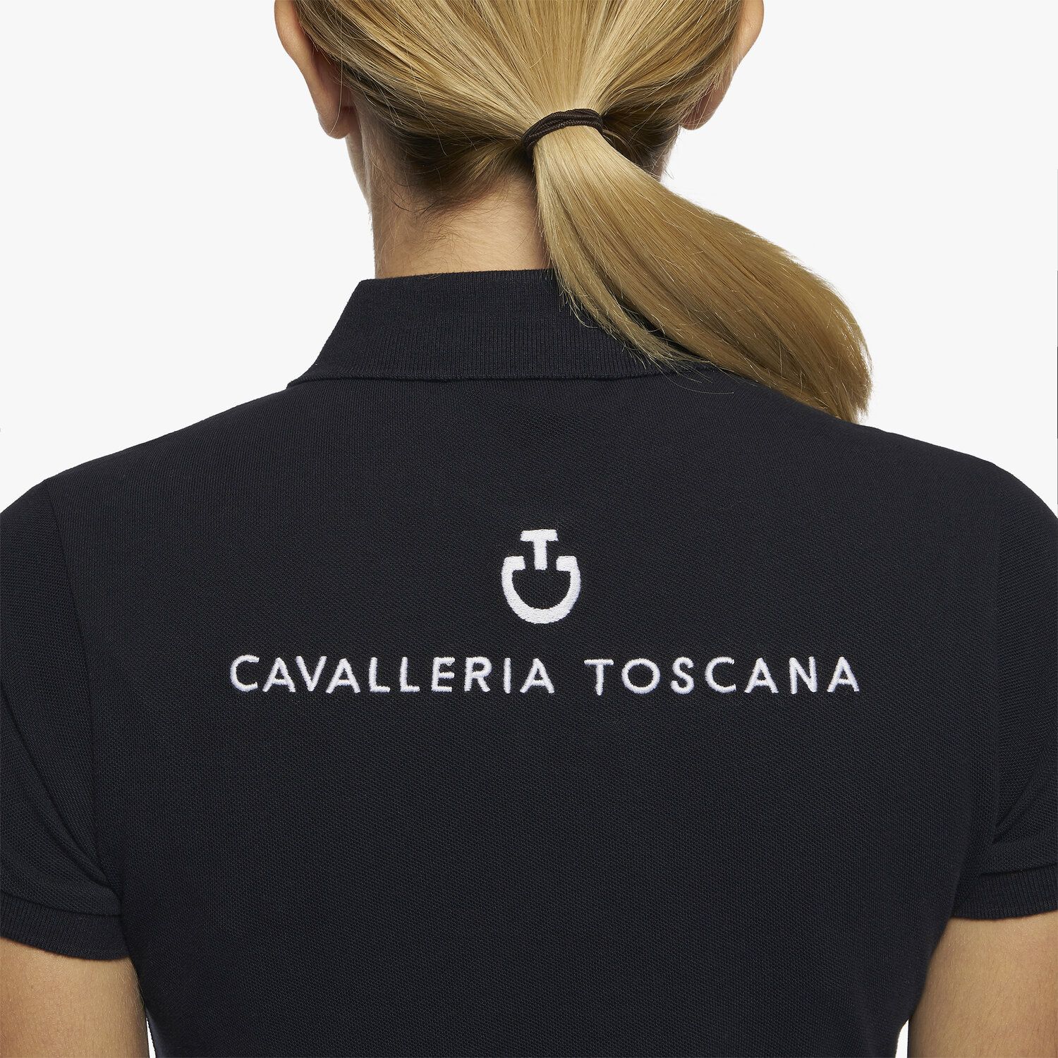 Cavalleria Toscana Girl's FISE polo with short sleeves. NAVY-6