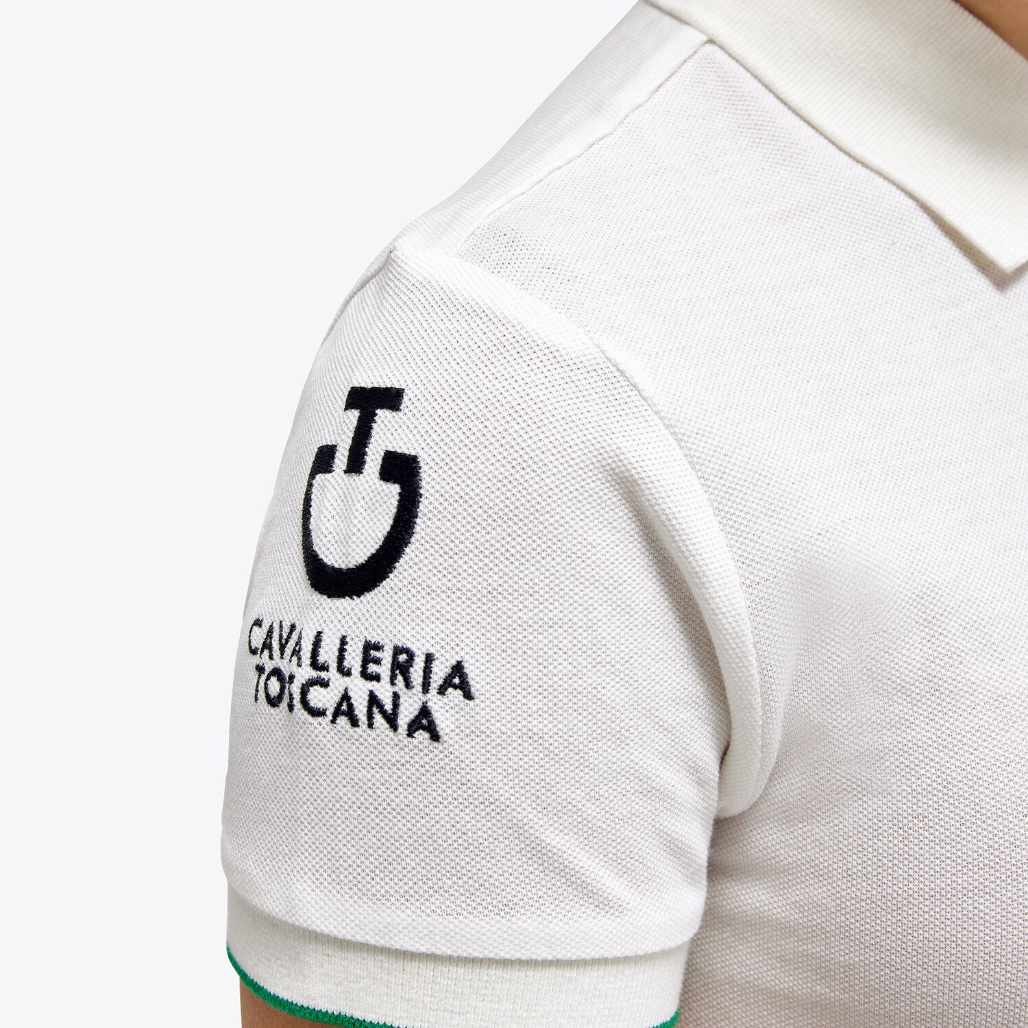 Cavalleria Toscana FISE polo shirt for girls in piqué cotton WHITE-4
