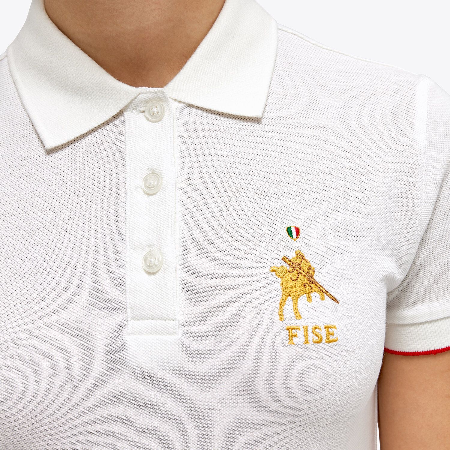 Cavalleria Toscana FISE polo shirt for girls in piqué cotton WHITE-5