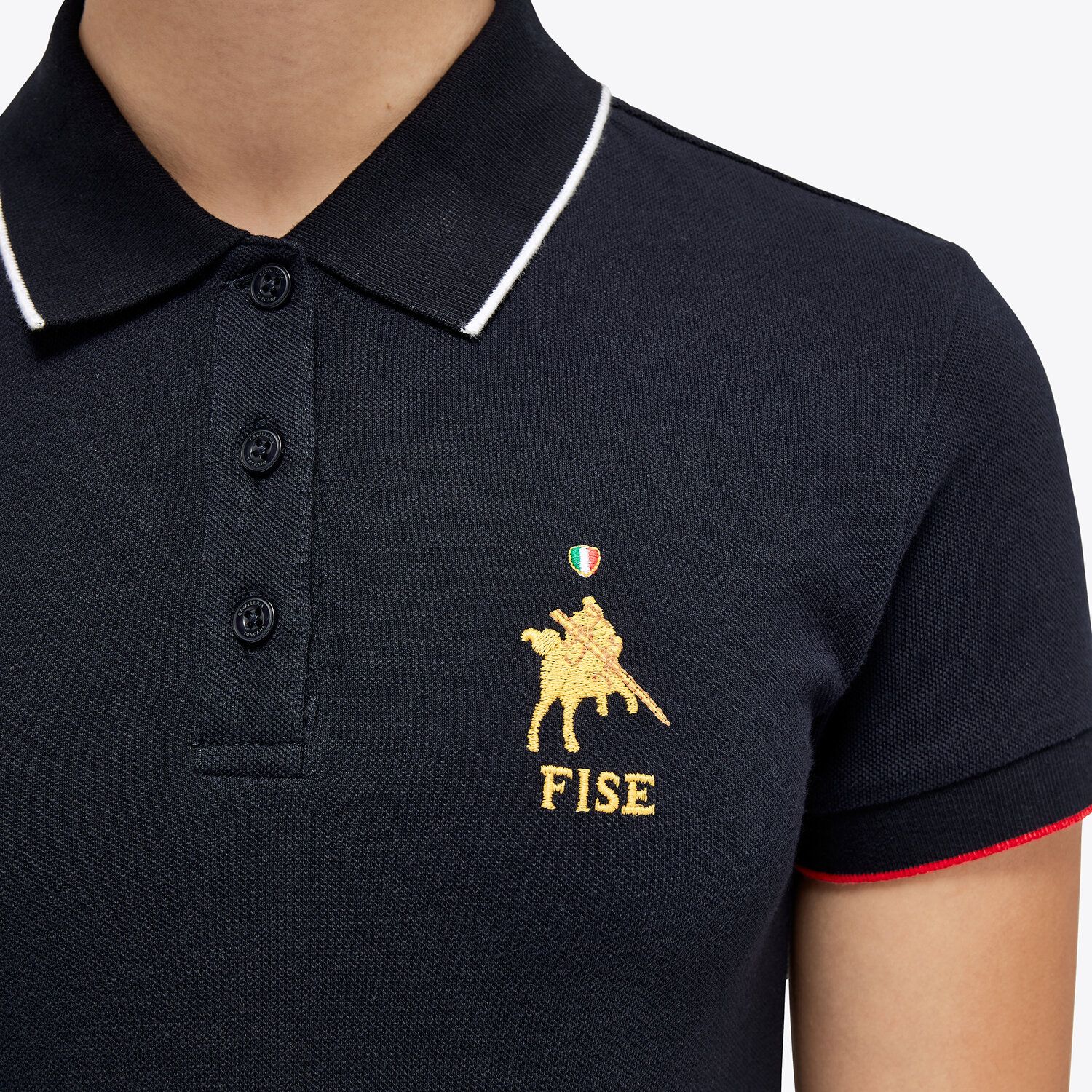 Cavalleria Toscana FISE polo shirt for girls in piqué cotton NAVY-5