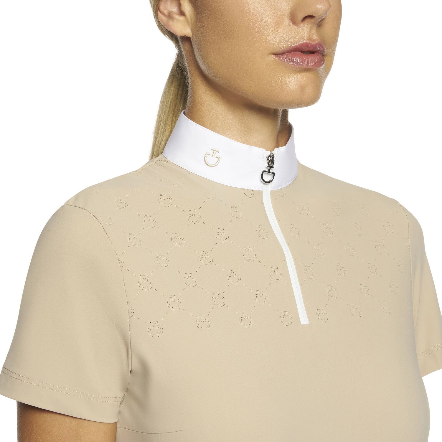 Cavalleria Toscana Women's short-sleeved polo shirt BEIGE-4