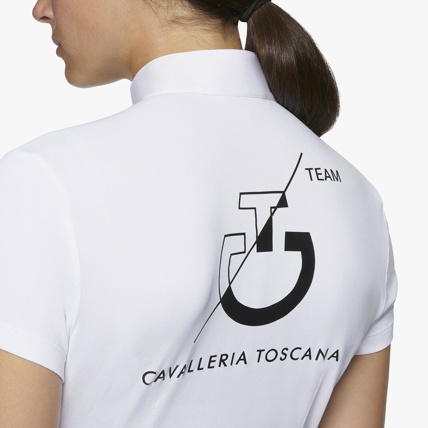 Cavalleria Toscana Women's short-sleeved CT Team polo WHITE-4