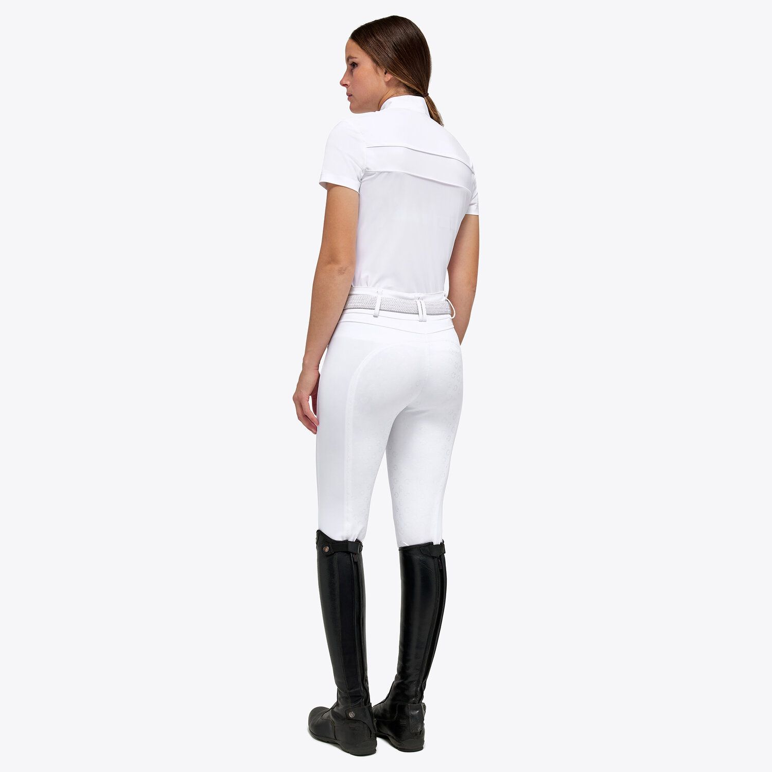 Cavalleria Toscana Women’s performance jersey show shirt with a zip WHITE-3