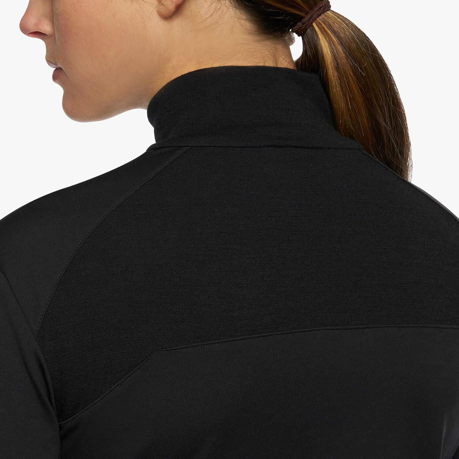 Cavalleria Toscana Women’s wool jersey high neck jumper with a quarter zip BLACK-3