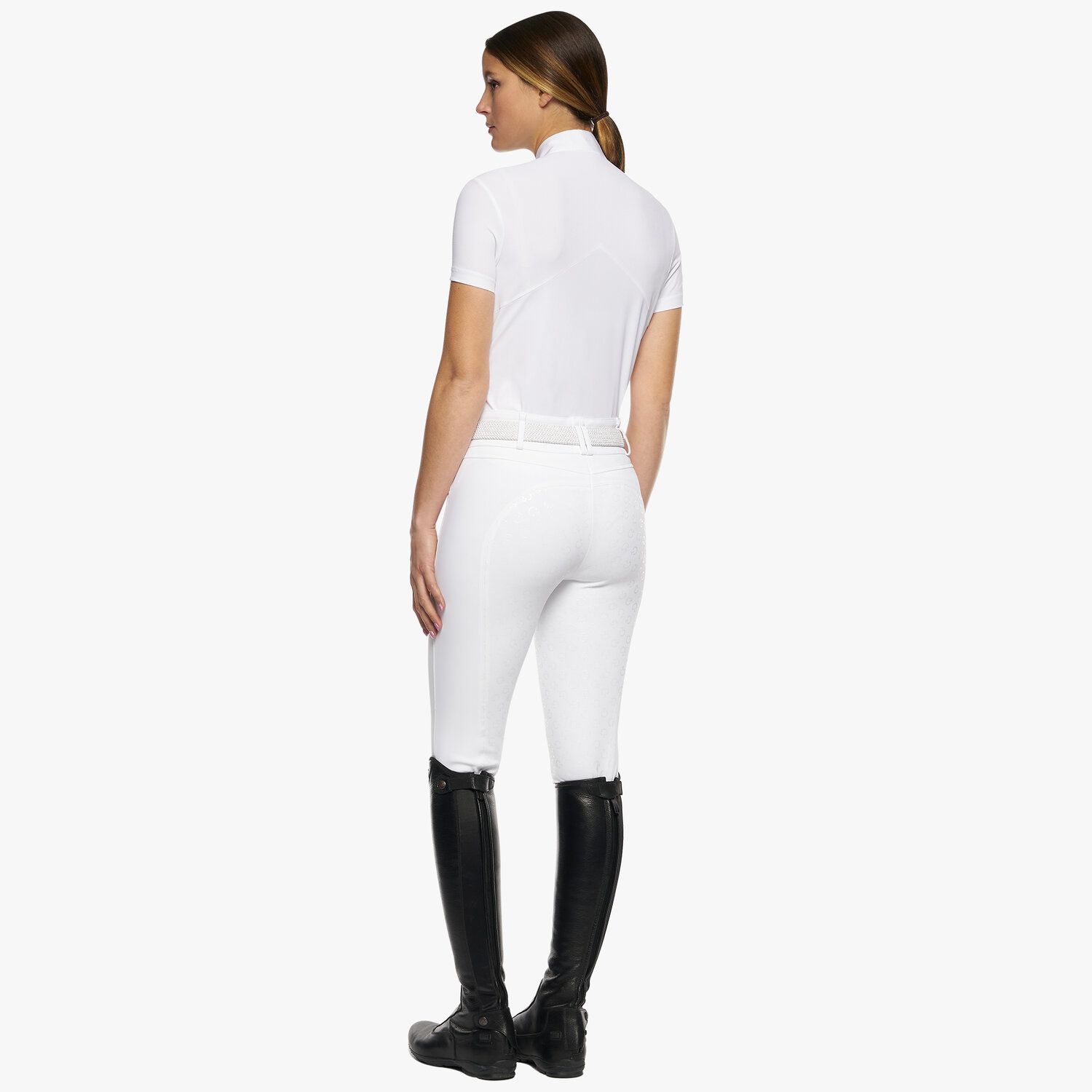 Cavalleria Toscana Women’s performance jersey show shirt with a zip WHITE-3