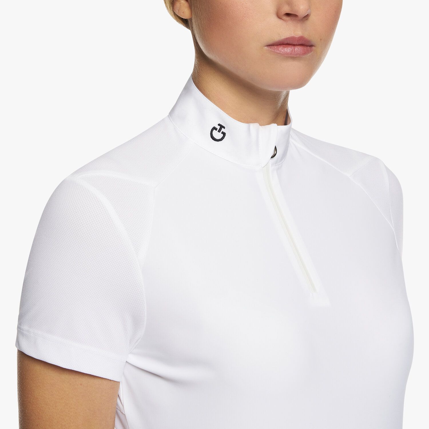 Cavalleria Toscana Women’s performance jersey show shirt with a zip WHITE-4