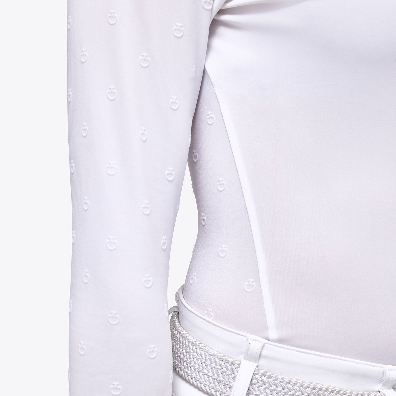 Cavalleria Toscana Women’s jersey show shirt with a flocked logo print WHITE-4