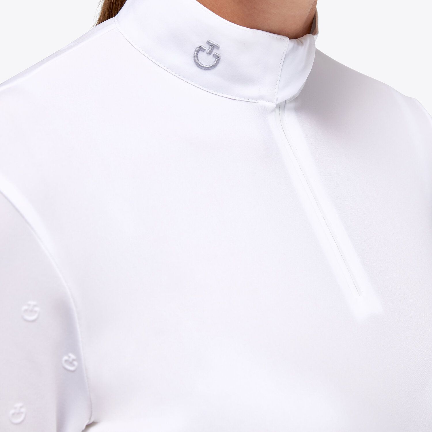 Cavalleria Toscana Women’s jersey show shirt with a flocked logo print WHITE-5