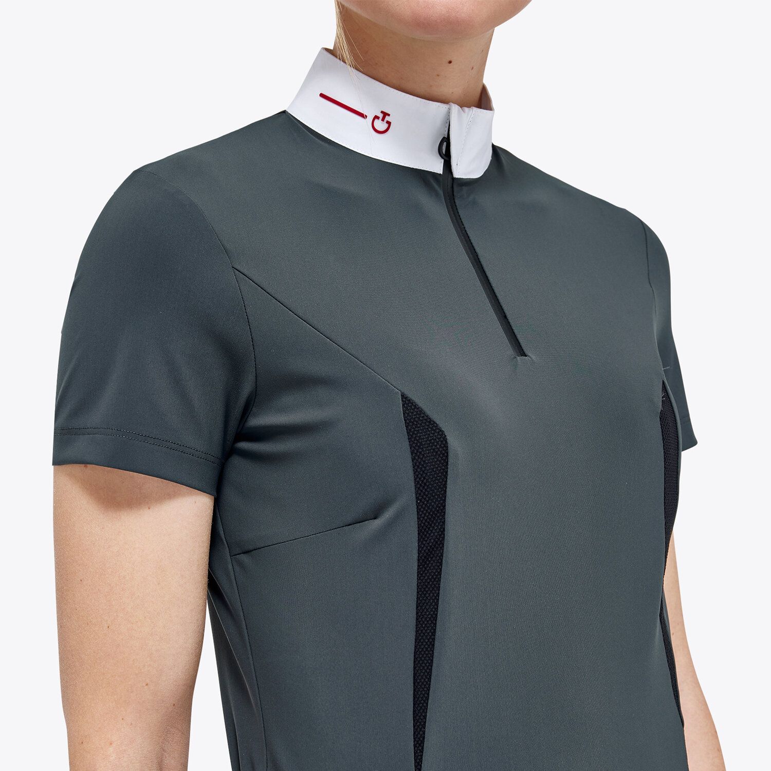 Cavalleria Toscana Women’s jersey mesh polo shirt CHARCOAL GREY-9