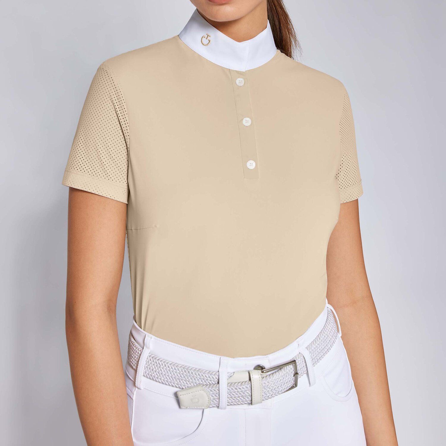 Cavalleria Toscana Women's competition polo shirt BEIGE-3