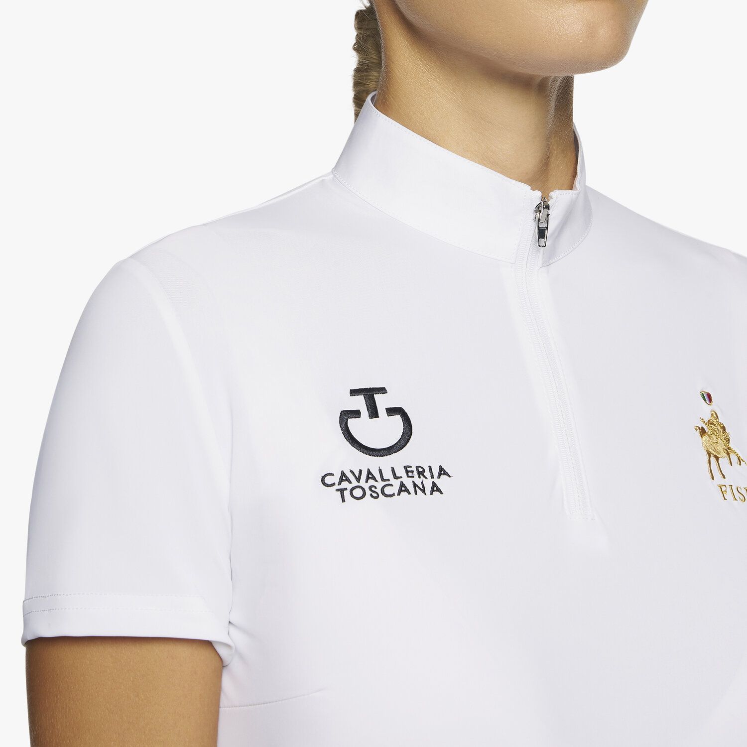 Cavalleria Toscana Woman's FISE short sleeved competition Polo WHITE-5
