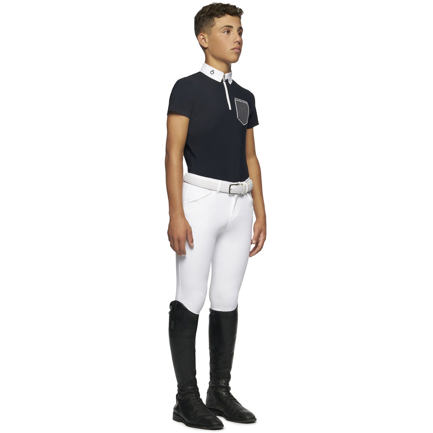 Cavalleria Toscana Boys’ jersey polo shirt with chest pocket NAVY-2