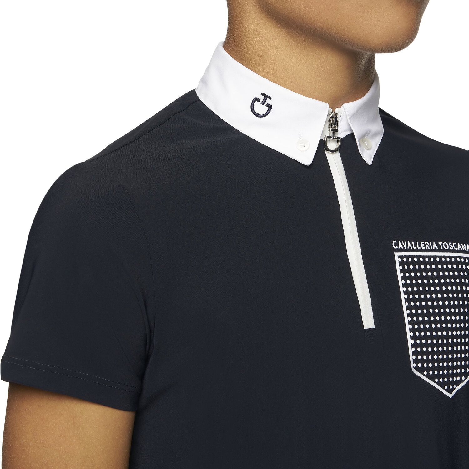 Cavalleria Toscana Boys’ jersey polo shirt with chest pocket NAVY-5