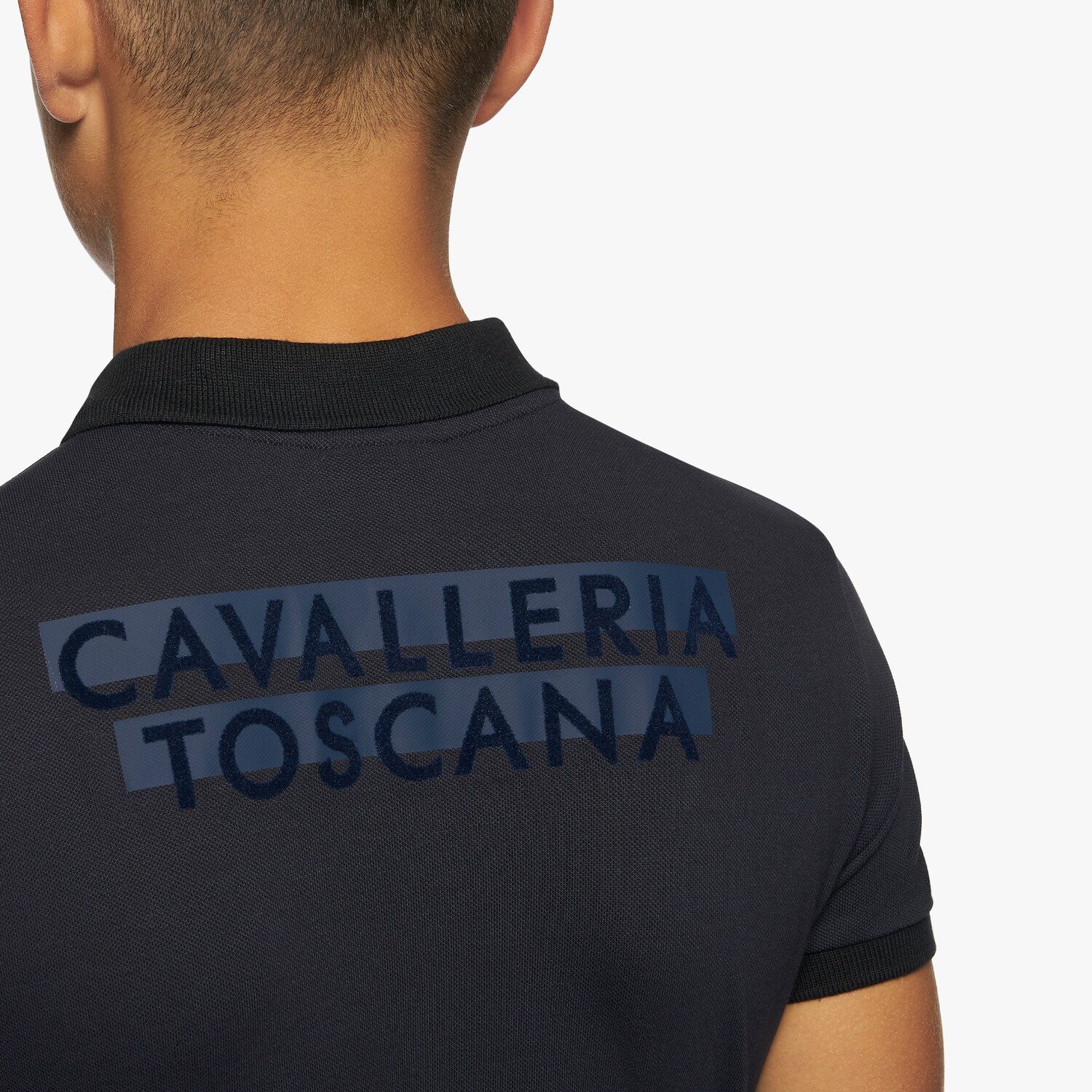 Cavalleria Toscana Boy’s piqué cotton polo shirt NAVY-5