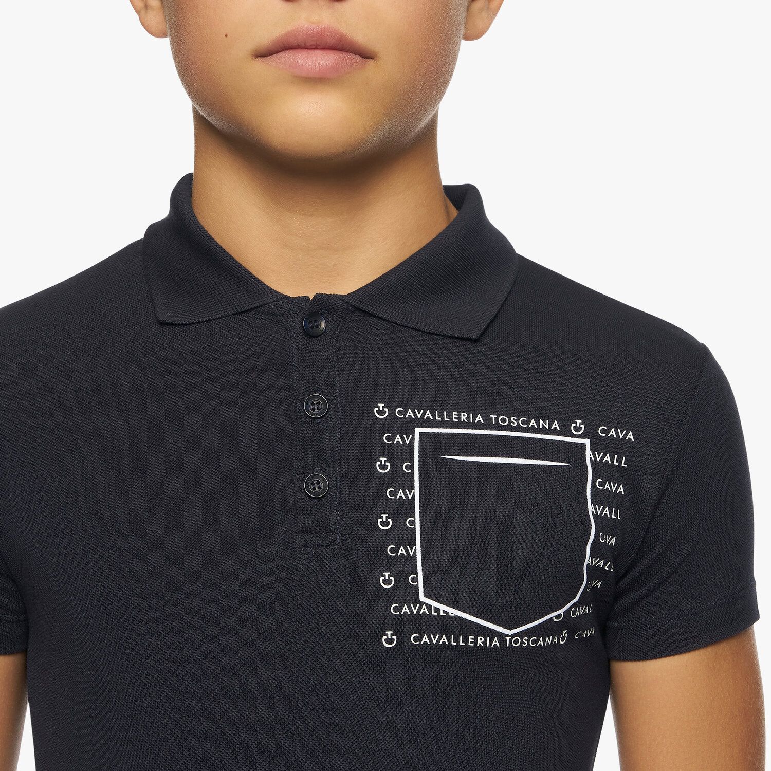 Cavalleria Toscana Boys’ cotton polo shirt with a chest pocket NAVY-3