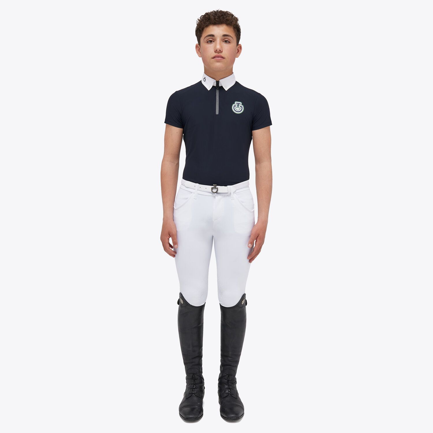 Cavalleria Toscana Boys’ jersey competition shirt with a zip NAVY-1