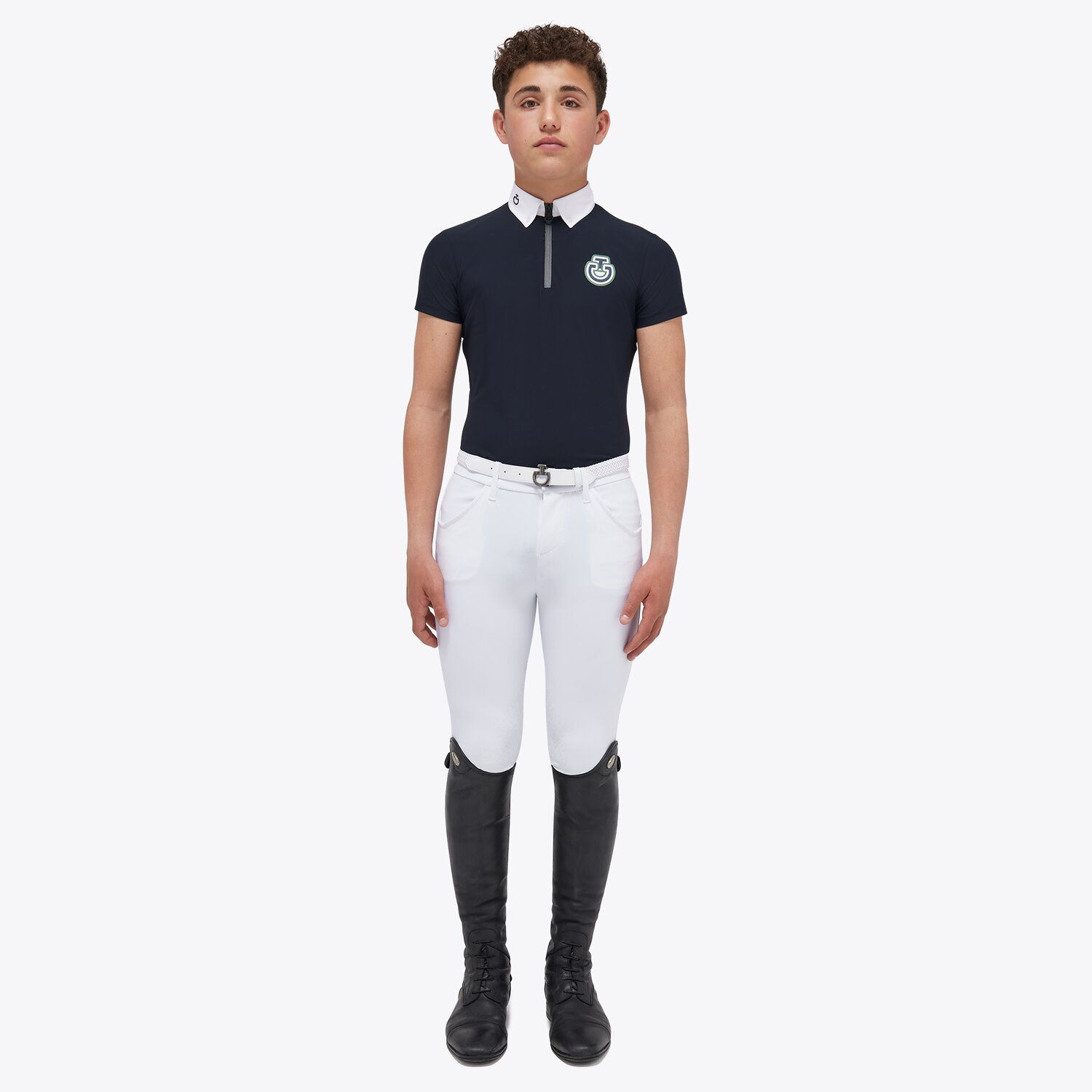 Cavalleria Toscana Boys’ jersey competition shirt with a zip NAVY-2