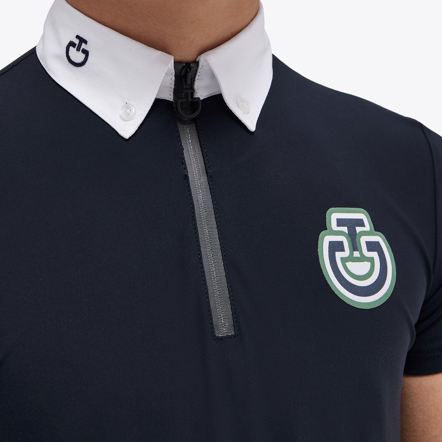 Cavalleria Toscana Boys’ jersey competition shirt with a zip NAVY-7