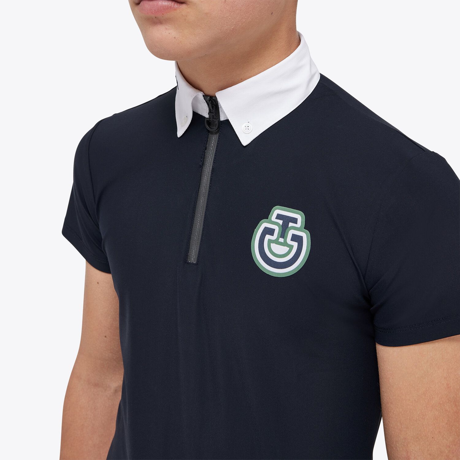 Cavalleria Toscana Boys’ jersey competition shirt with a zip NAVY-8