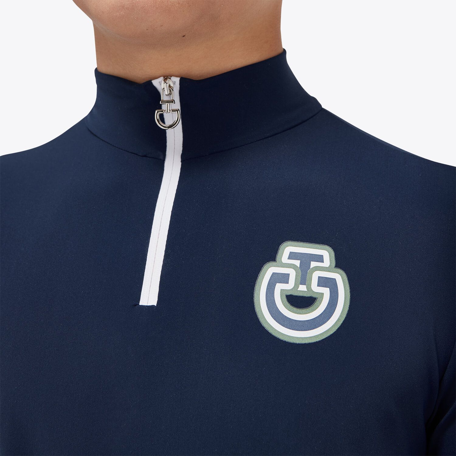 Cavalleria Toscana Boys’ jersey competition shirt with a zip OCEAN BLUE-4