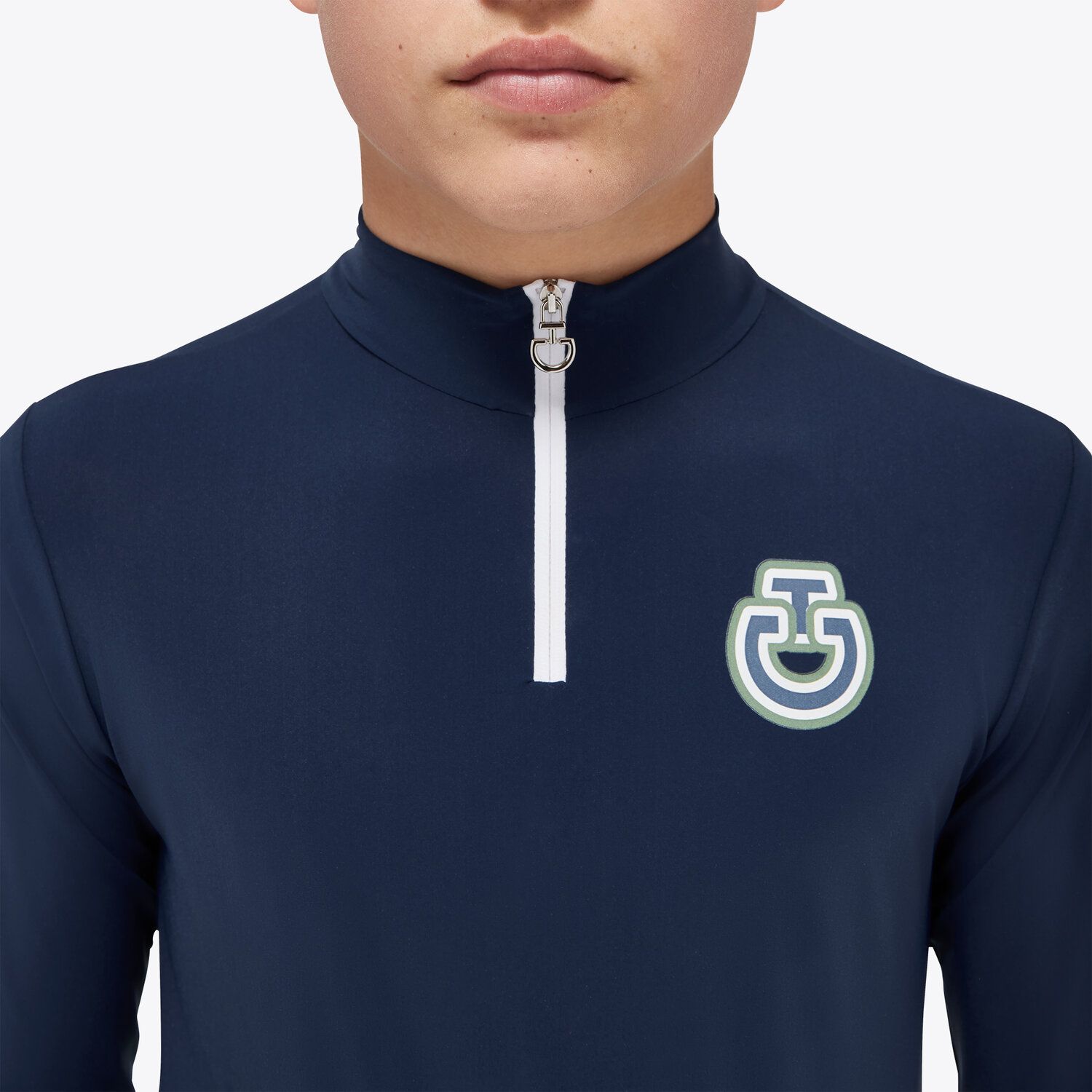 Cavalleria Toscana Boys’ jersey competition shirt with a zip OCEAN BLUE-5