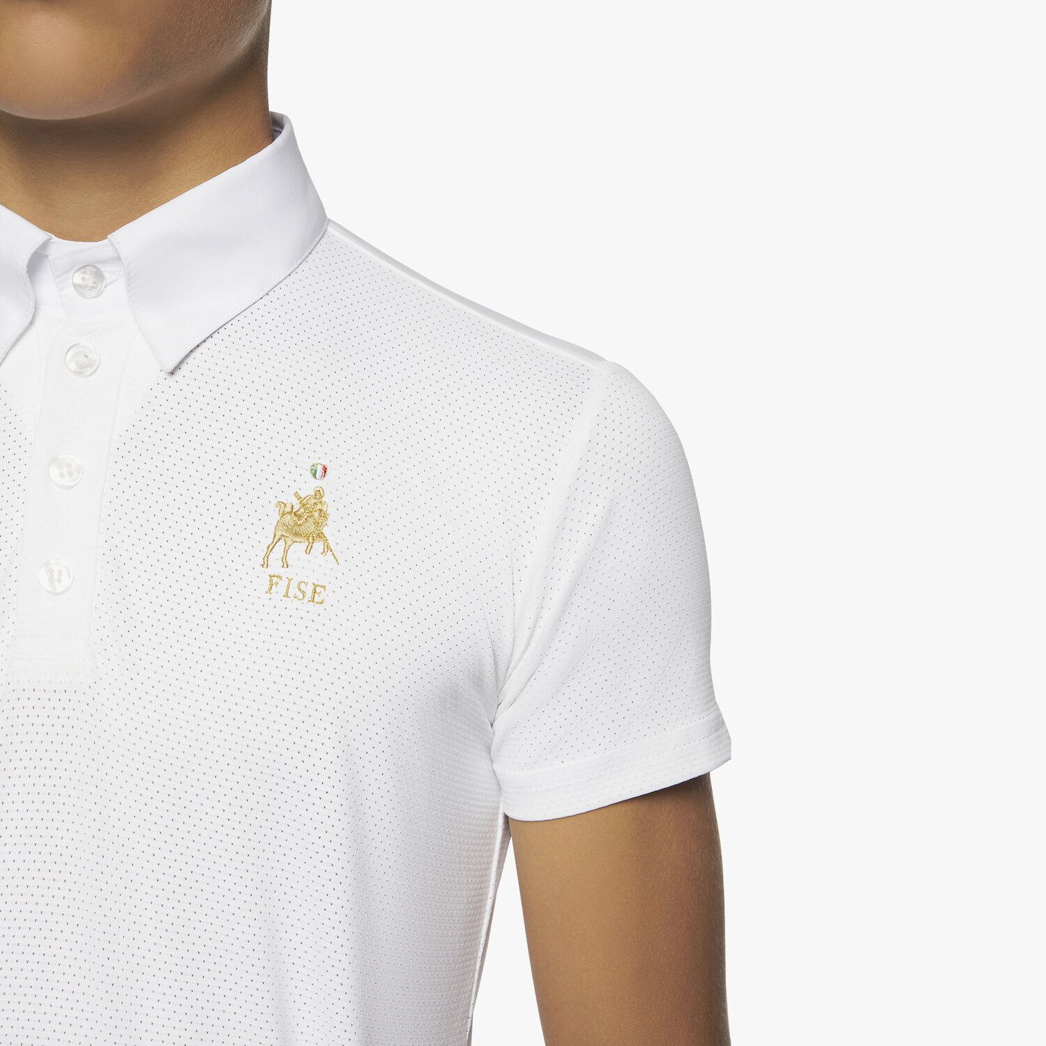 Cavalleria Toscana Boy's FISE polo shirt WHITE-4