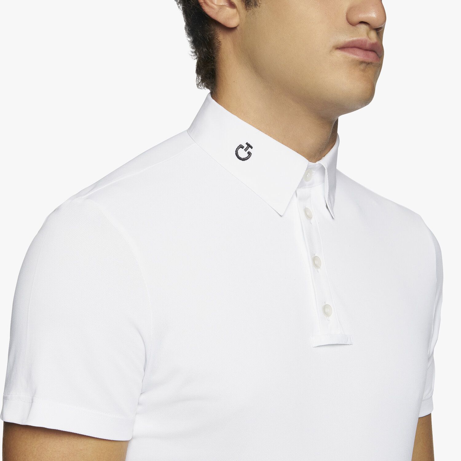 Cavalleria Toscana Men Competition Polo with Mesh Inserts WHITE-5